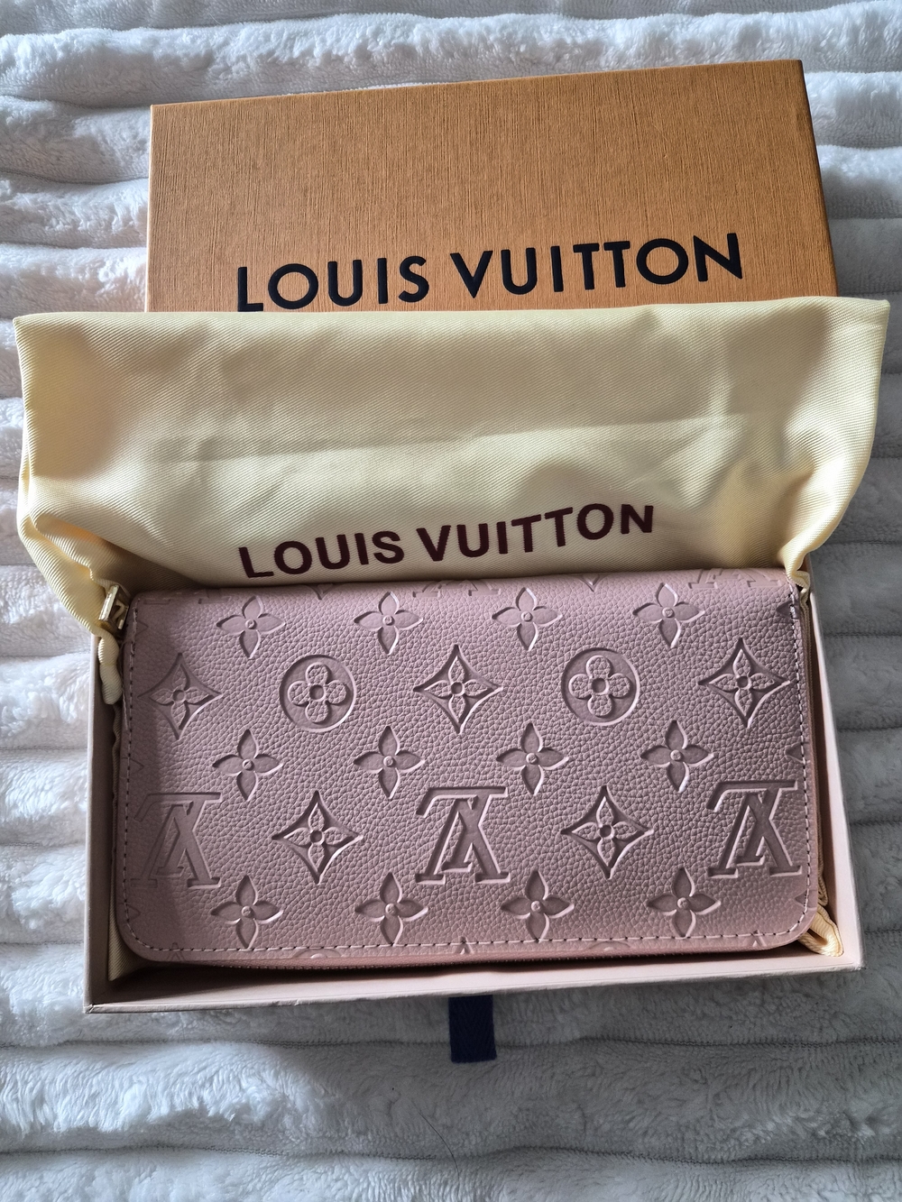 Louis Vuitton Blush Pink Embossed Monogram Long Wallet